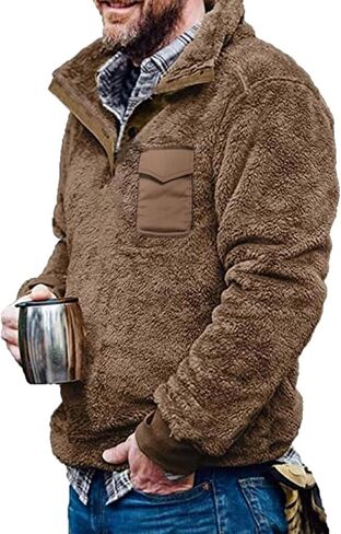 Beotyshow Mens Aztec Fleece Jackets Fuzzy Sherpa Pullover Sweatshirts Winter Coats Western Vintage Sweaters with Pocket in Kuwait