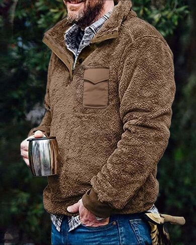 Beotyshow Mens Aztec Fleece Jackets Fuzzy Sherpa Pullover Sweatshirts Winter Coats Western Vintage Sweaters with Pocket in Kuwait