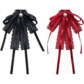 MNVXBSOI LACE RIBBON BOY TIE ملحقات قميص احترافي تنورة طوق بروش القزائم للنساء فتاة