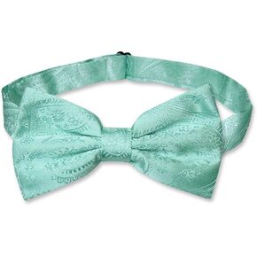 Vesuvio Napoli BOWTIE Aqua Green Color Paisley Men's Bow Tie for Tuxedo or Suit