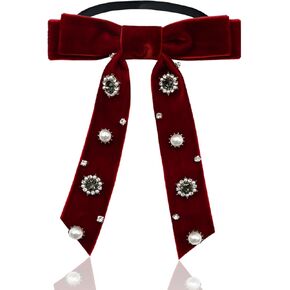Bow Tie for Women, Pre-tied Velvet Womens Bow Tie Black Bowtie for Women Girls Ribbon Tie for Shirt Accessory