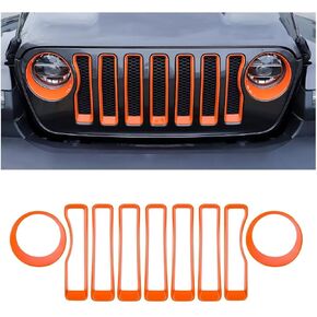 Maxdom Grille Inserts Covers Header Coverts Set Fits for Jeep (2018-2023) Wrangler JL JLU (Black ، Sport/Sport S)