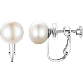 Suplight 925 Stelring Silver Freshwater Pearl Non Piercing Clip On Pearl Earrings 6-8-10 mm Earrings Stud Jewelry for Women (with Gift Box)