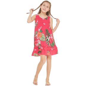 Girl Hawaiian Tank Ruffle Edge Dress in Pretty Tropical