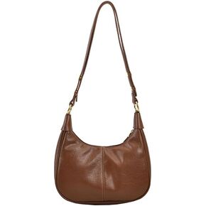 Small Hobo Bags for Women Leather Shoulder Bag Retro Crescent Crossbody Bags Trendy Purses Zipper