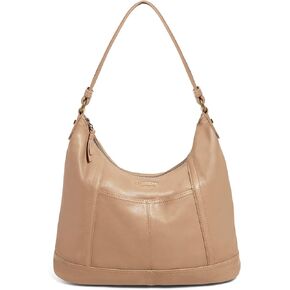 American Leather Co. Hudson Hobo Shoulder Bag for Women, Macadamia, Soft Leather Purse, Modern Handbag with Zippered Main Compartment & Slip Pockets, Functional & Fashionable Handbags for Women