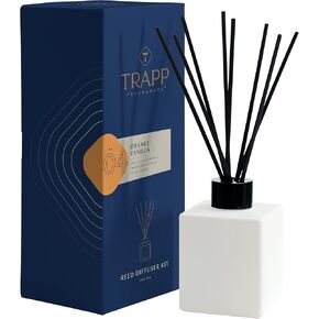 Trapp - رقم 04 Orange Vanilla - REED Diffuser Kit - تشمل مجموعة من القصب وزيت الناشر المعطر (4 أوقية.) ، مزهرية - ملاحظات رائحة طويلة الأمد للبرتقال البرازيلي ، الفانيليا التاهيتي ، و Tonka Bean