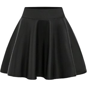 Sweatyrocks Girl's Pu Leather Skirt مطاطية خطًا صيفًا قصيرًا صيفًا.