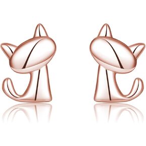 SLUYNZ 925 Sterling Silver Cat Stud Earrings for Women Teen Girls Cute Cat Earrings Studs Animal Earrings Cat Jewelry for Cat Lovers
