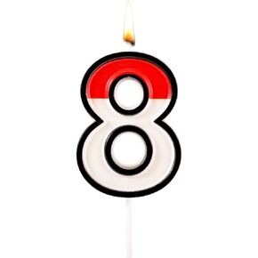 Cartoon Red White Birthday Cake Candle, Cartoon Animated Birthday Decoration Anime Cartoon Birthday Cake Topper Party (Number 7)