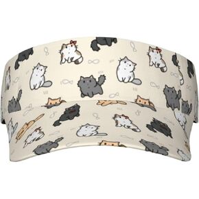 Cute Cat Sun Sports Visor Hat Cats Visor Hats Adjustable Cat Cap for Women and Men