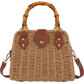 حقيبة يد قش شاطئ Crossbody للنساء مصنوعة يدويًا كيس كتف من أعلى مقبض المقبض للصيف