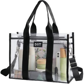 Clear Tote Bag Stadium Approved, Thick Clear Bag for Women Transparent Crossbody Shoulder Bag for Sports Events, Concert, Beach, Work