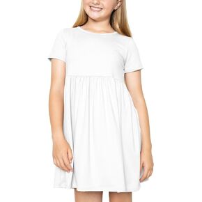 STRETCH IS COMFORT Youth Girl’s Oh So Soft Playtime T Shirt Dress Short Sleeve Casual Stretch Play Dresses|Little to Big Kids