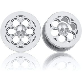 LADEMAYH 2PCS مقابس أذن باردة أنفاق مقاييس الأذنين ، الشرير ، النمط القديم ، الحجم 0G - 1INCH ، الفولاذ المقاوم للصدأ الجراحي 316L ، الأذن مثقرة مقاييس المجوهرات الجسم للنساء والرجال