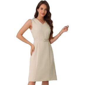 Allegra K Work Professional Dresses for Women's Sleeveless A-Line Dress