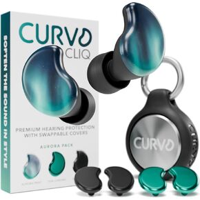 curvd cliq سدادات الأذن مع أغطية قابلة للتبديل ، تخفيض ضوضاء أنيقة للحفلات الموسيقية ، حساسية الضوضاء والمزيد. ألوان وأنماط قابلة للتخصيص ، مقابس أذن قابلة لإعادة الاستخدام مع علبة سفر الألمنيوم و 5 أحجام طرف in Kuwait