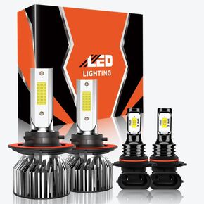 متوافق مع Ford F250 F350 F450 Super Duty 2005-2020 9008 9008 High/Low Beam 9145 Light Light Lights ، 32000lm 300 ٪ Brudrenness 6500K White with Cooling Fan ، Slip and Play ، IP68 Pack of 6