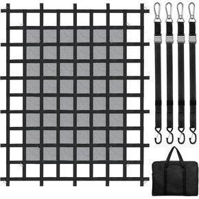 VEVOR Cargo Net with Mesh, 72 in x 57 in, Heavy Duty Truck Cargo Net-(WLL) 1,500lbs, 4 Adjustable Straps with Carabiners & S-Hooks, Truck Bed Cover for Trailer, Pickup, Boat, Jeep, SUV 4.75' x 6' ft