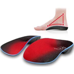 Dr. Foot 3/4 Orthotics Shoe Insoles, High Arch Supports Inserts for Flat Feet, Plantar Fasciitis, Over-Pronation, Fallen Arches (Red, Medium(Men's 6.5-8.5 / Women's 7.5-9.5))