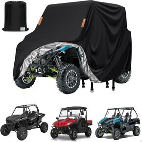 UTV Cover 2 Seater,Side by Side Cover Waterproof Outdoor,Durable Anti-UV Tearproof 420D Polyester Storage Cover,Fits for Polaris Ranger General Pionner Kawasaki Can-am Commander Defender,126"x72"x75"