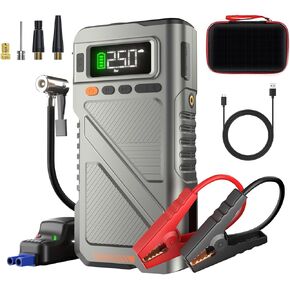 9000A Jump Starter with Air Compressor, Car Battery Charger Portable Jump Box for Car with 150PSI Tire Inflator, Power Pack Jumpstart 12V Vehicle for All Gas/12L Diesel w/Extended Jumper Cable
