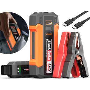 BlackSpike® 10-in-1 بطارية البطارية بداية وضاغط الهواء -26،800mAh 12V بطارية بطارية محمولة للسيارات/سيارات الدفع الرباعي (غاز/12L ديزل) ، نفخ الإطارات وصندوق القفز المحمول ، النوع C/LED ، UT2000 Pro