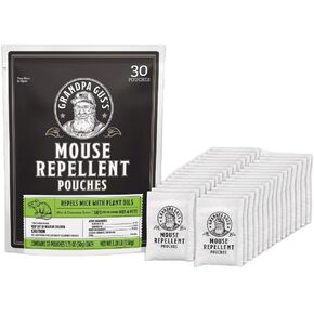 Grandpa Gus's Natural Mouse Repellent Pouches, Cinnamon/Peppermint Oils Repel Mice from Nesting & Freshen Air in Home/Cabin/Boat/Car/Storage/RV/Machinery/Shed, 1.75 Oz (40 Pouches)