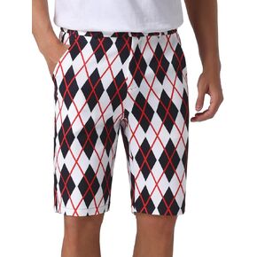 Lars Amadeus Argyle Shorts for Men's Regular Fit Flat Front Color Blocks Argyle Patterned Shorts