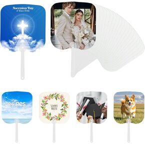 24 PCS FORMIMATION FORMANT FARDAY و DIY Sublimation Hand Fans for Church Pirfies & Terguation Party Favors & Wedding Fan للضيوف