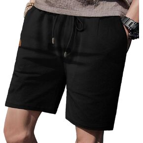 Men's Waist Drawstring Shorts Waffle Shorts Quick-Dry Casual 4-Way Stretch Gym Shorts with Pockets