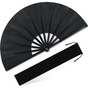 Blulu Large Folding Fans for Line Dancing Big Chinese Foldable Silk Clack Popping Fans for Line Dancing Make Sounds Boots on The Ground for Women Men Chinese Kung Fu Dance Party(Red)