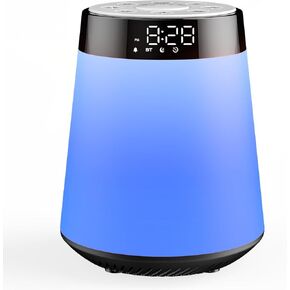 4 In1 Sunrise Alarm Clock Wock Up Light مع Machine Sound Machine-21 الأصوات المهدئة ، وأضواء ليلية قابلة لل dimmable ، ومكبر صوت Bluetooth ، والإنذار لغرف النوم ، والنوم الثقيل ، والبالغين ، والطفل ، والأطفال