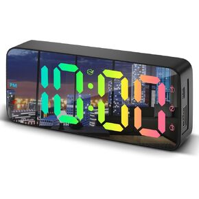 CandyHome Alarm Clock for Bedrooms, Large Display Three Alarm 12/24Hr and Dimmable Plug in Loud Digital Alarm Clock for Heavy Sleepers Adults Teens with Snooze, USB Charger (Black)
