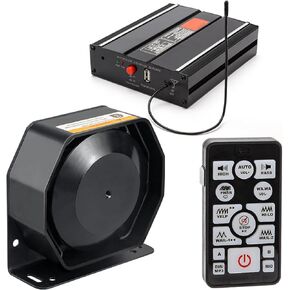 BOOYU 200W 12V 20 TONES SIRESS Emergency Siren PA System for Firedighter Ambulance Meetcles Truck Car SUV ATV UTV [Slim Speaker] [microphone Remote Remote Wireless Handheld] [2 × 10A مفاتيح]