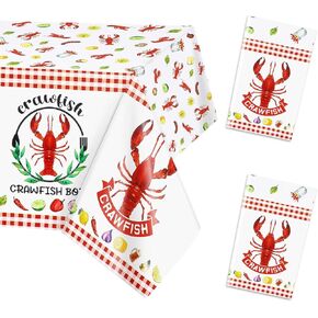 PHOGARY Crawfish Boil Party Supplies - 2pcs Lobster Tablecloth Plastic Red Lobsters Table Cover Seafood Boil Party Decorations - Rectangular Table Decor 108 x 51inch