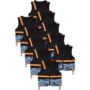 Little Adventures 10 Count Set of Child Blue Camo Tactical Vest Pretend Play and Party Pack for Ages 3-8