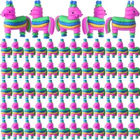 Weysat 50 Pcs Mini Donkey Pinatas Figurines Small Rainbow Pinata Figures to Hide and Seek Little Cinco De Mayo Fiestas Statues for Mexican Party Gifts Fiesta Theme Birthday Supplies Piñata Stuffers