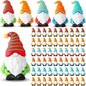 60 Pcs Mini Gnomes Figurines Bulk Miniature Gnome Figurines Tiny Fairy Gifts Statues Garden Accessories for Easter Favor Landscape Hide Outdoor Patio Yard Decor(Multiple Colors)