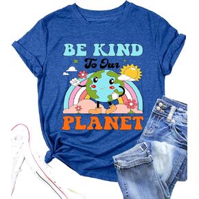 قمصان يوم الأرض للنساء: الأرض Tshirt البيئية Tshirt Tshirt قمم قصيرة الأكمام
