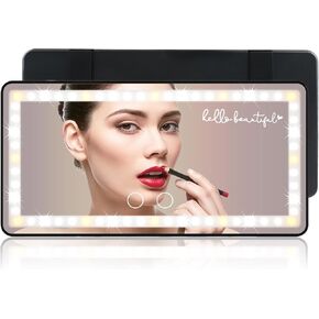 Car Sun Visor Makeup Ganity Mirror with Lights تشمل 2 إكسسوارات سيارة شارات جميلة للنساء - 60 LED ، قابلة للشحن ، 3 أوضاع ضوئية ، تناسب جميع السيارات