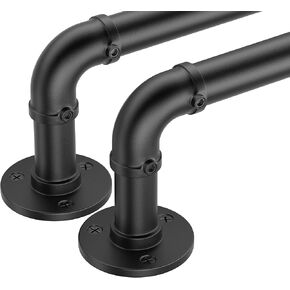 OEMQOBE Curtain Rods for Windows 16 to 120 Inches, Adjustable Heavy Duty Curtain Rods 2 pack, Wrap Around Blackout Industrial Curtain Rod, 1 Inch Indoor/Outdoor Curtain Rod, Black