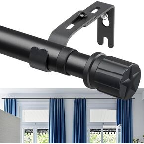 Curtain Rods for Windows 72 to 168" - 1 Inch Heavy Duty Window Treatments,178" Stainless Steel Extra Long Single Drapery Rods for Sliding Glass Door,Bedroom,Bathroom,Patio,Living Room - Black