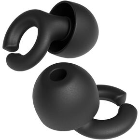Hush Hoops Ear Plugs, Reusable Soft Silicone Plugs with Horseshoe Shape for Comfort, Designed for Sleep and Loud Noises, 17dB (NRR) Noise Reduction Rating, Black, 1 Pair with Portable Travel Case
