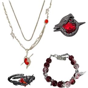 4PCS Love And Deepspace Cosplay Merch Sylus Jewelry Costume Necklace Ring Brooch Bracelet Accessories