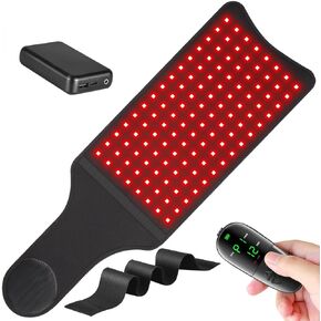 Cordless Red Light Therapy Pad, Vibration Massage,Remote Control, 10000 mAh Battery –120 Pcs 3 in One LED Beads (660nm + 850nm) Infrared Belf for Lower Back, Shoulder, Body Pain with Timer.
