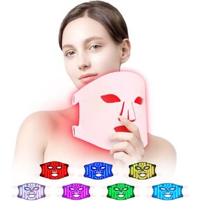 Red Light Therapy for Face, Red Light Therapy Mask, 7 Colors LED Facial Mask for Wrinkle Remove & Anti Aging, Skin Care Home Use, Black (Upgraded Version)