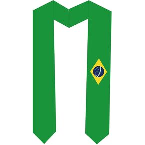 Brazil Flag Graduation Sash Satin Scarf 72" Stole for Abroad Student International Study Class