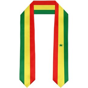Senegal Flag Graduation Stole Satin Stole Scarf for Study Aboard International Students 72" Length