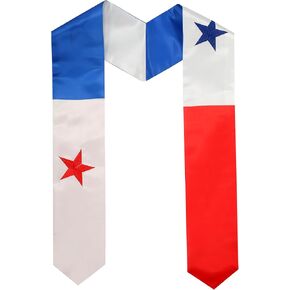 2 Pack Panama Panamanian Nation Flag Graduation Stole, Satin Embroidery Graduation Sash for International Students, 72 Inch Length